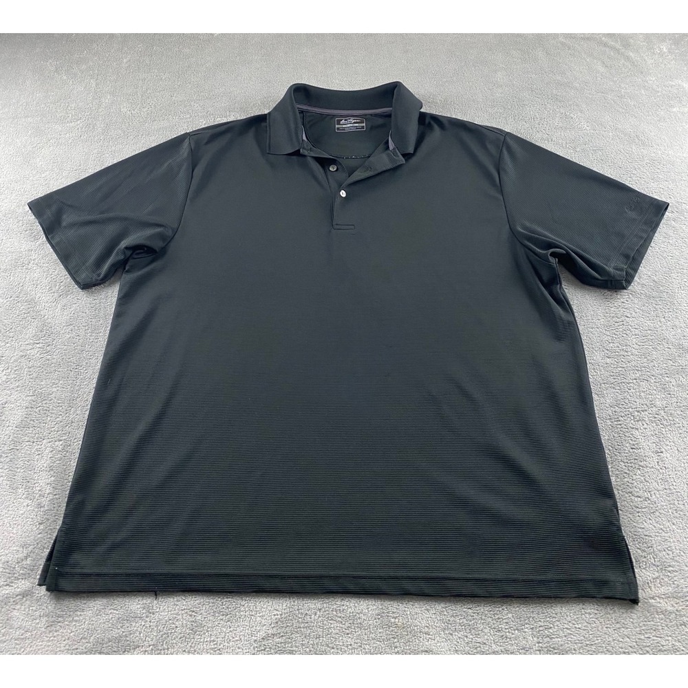 Ben Hogan Performance Mens‎ 2XL Black Micro Ribbed Short Sleeve Golf Polo Shirt